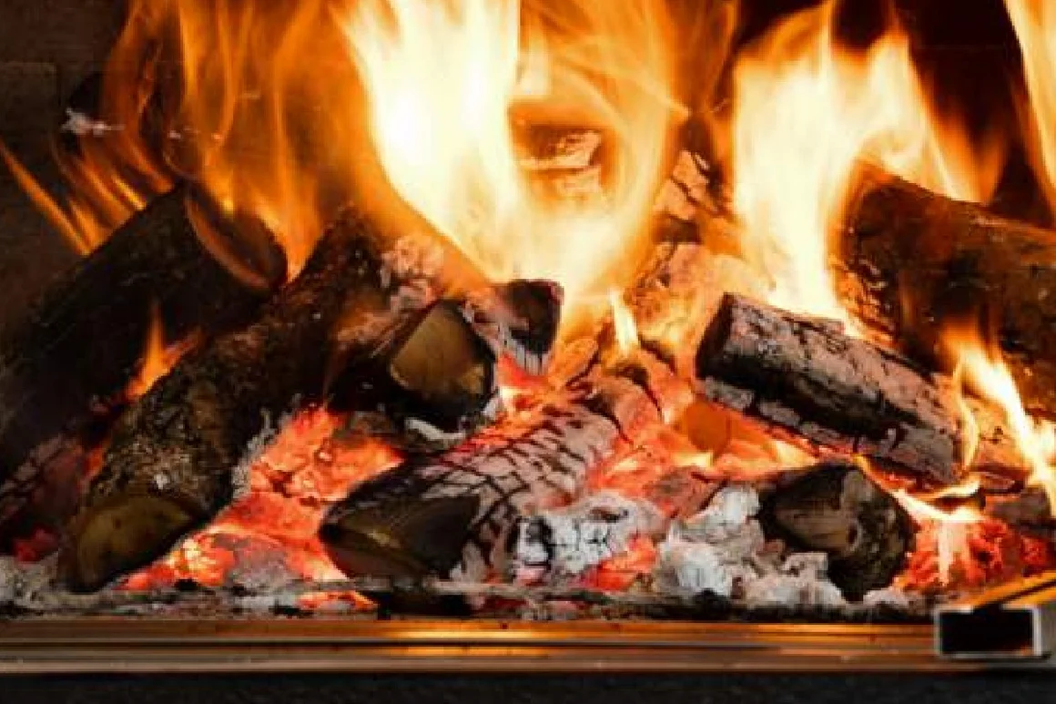 Brennholz in Flammen